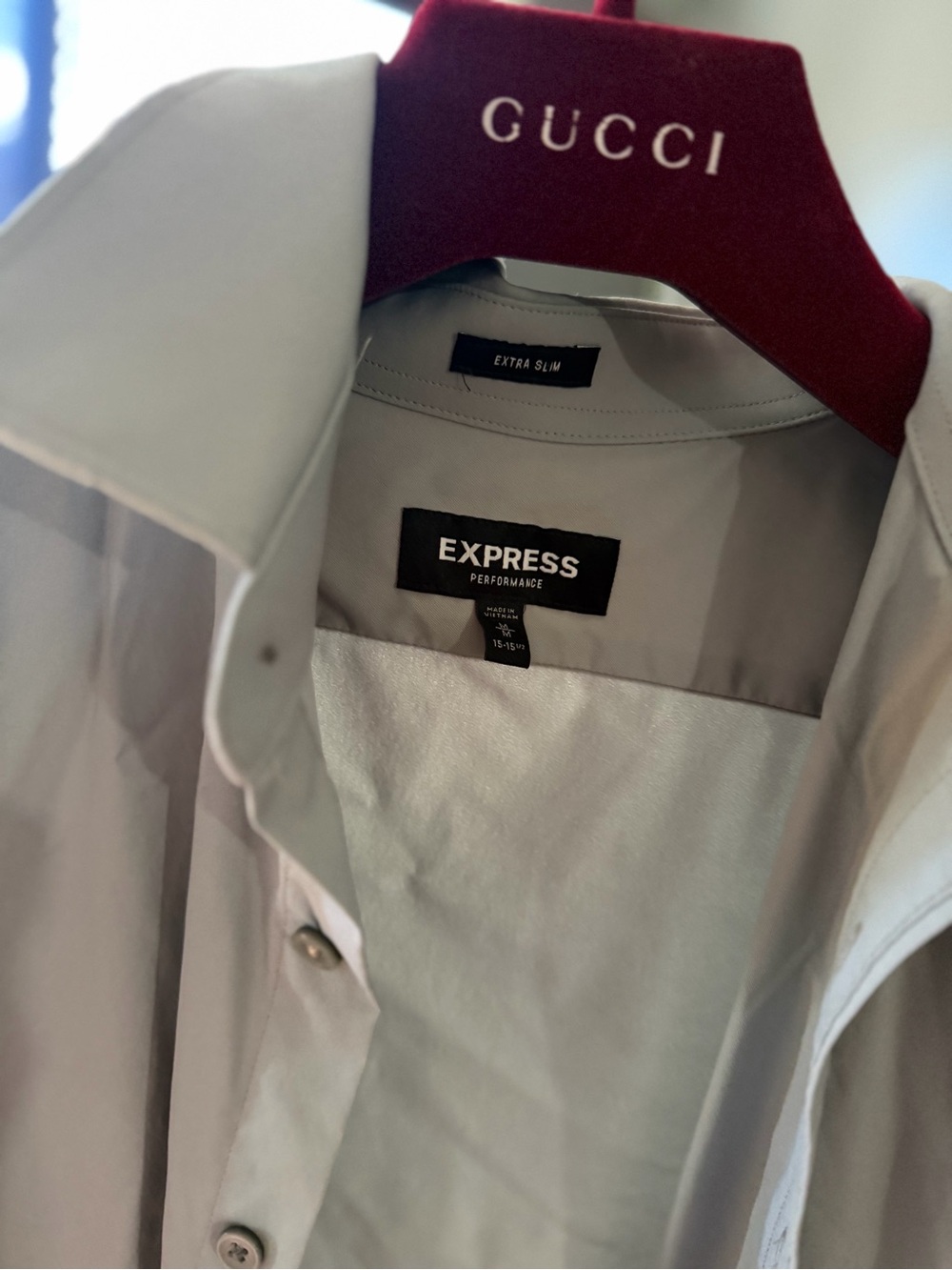 Express Performance Extra Slim Light Gray Button-Down Shirt